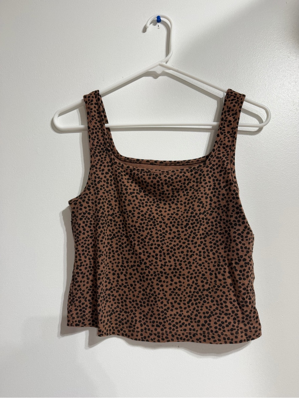 Old Navy Brown Black Animal Print Ribbed Square Neck Tank Top Size L